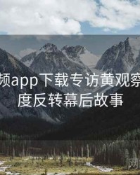 泡芙视频app下载专访黄观察员：热度反转幕后故事
