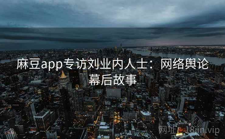 麻豆app专访刘业内人士:网络舆论幕后故事 麻豆app专访刘业内人士:网络舆论幕后故事
